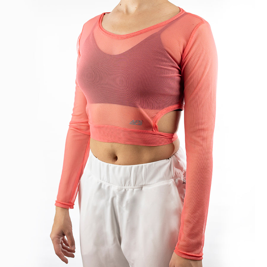 Blusa Mesh Moño Coral
