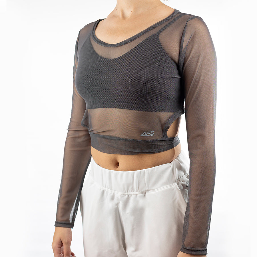 Blusa Mesh Moño Coral