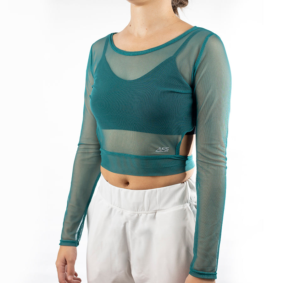 Blusa Mesh Moño Coral