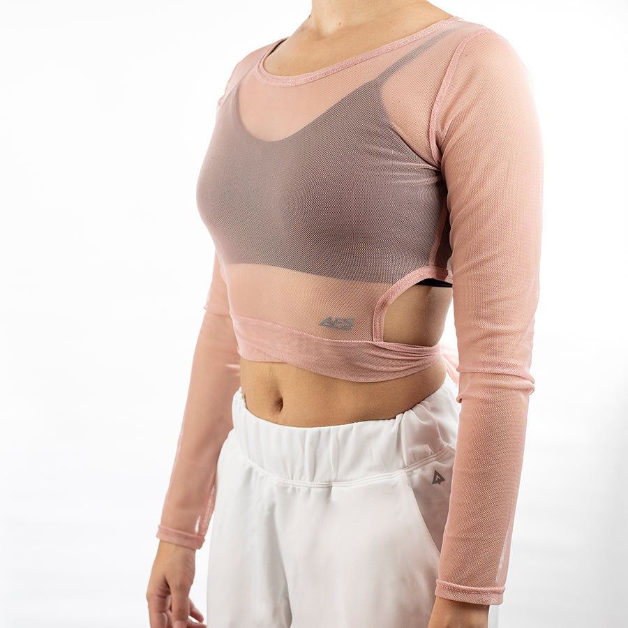 Blusa Mesh Moño Coral